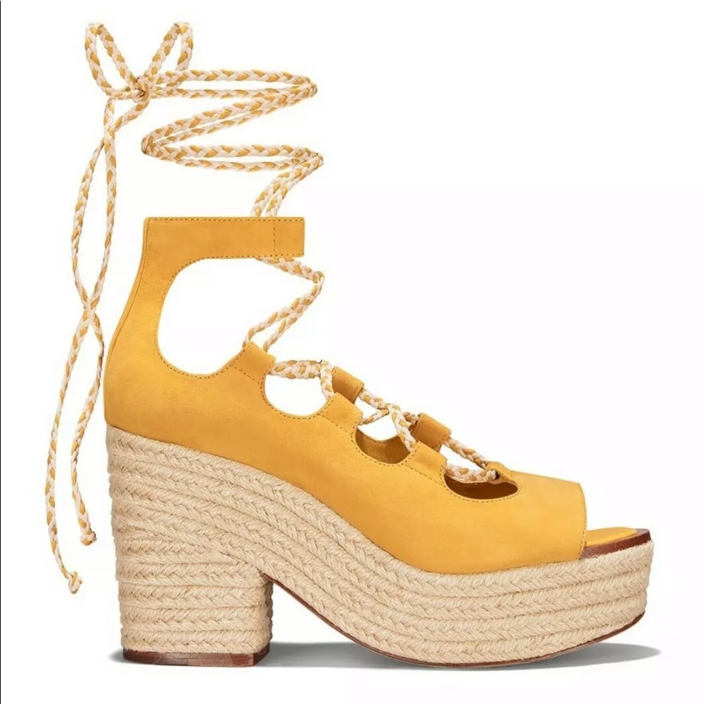 Tory Burch Positano Lace-Up Platform Espadrille, Sz 7